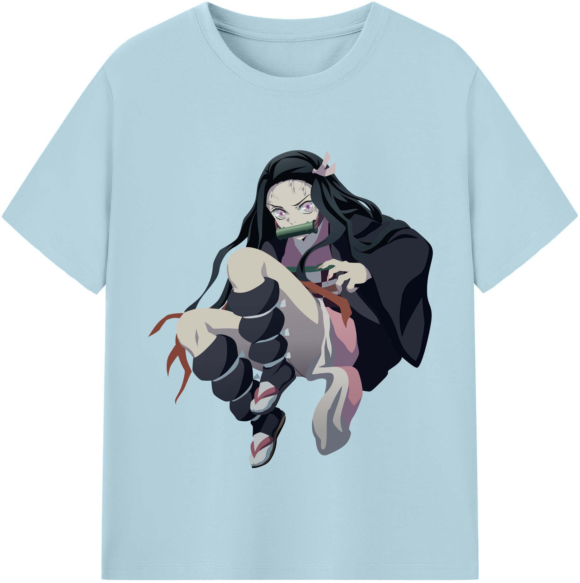 （画像用） 鬼滅の刃（きめつのやいば）竈門 禰󠄀豆子／かまど ねずこ Kamado Nezuko 綿100％半袖Tシャツ（フロントプリント）